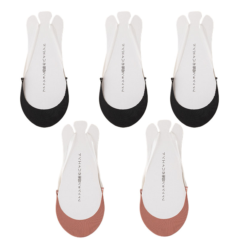 5Pairs Women's Socks Ultrathin Breathable Invisible Half Feet No Show Low Cut Boat Socks Invisible Ice Skil Sock Ladies Sokken: Pink