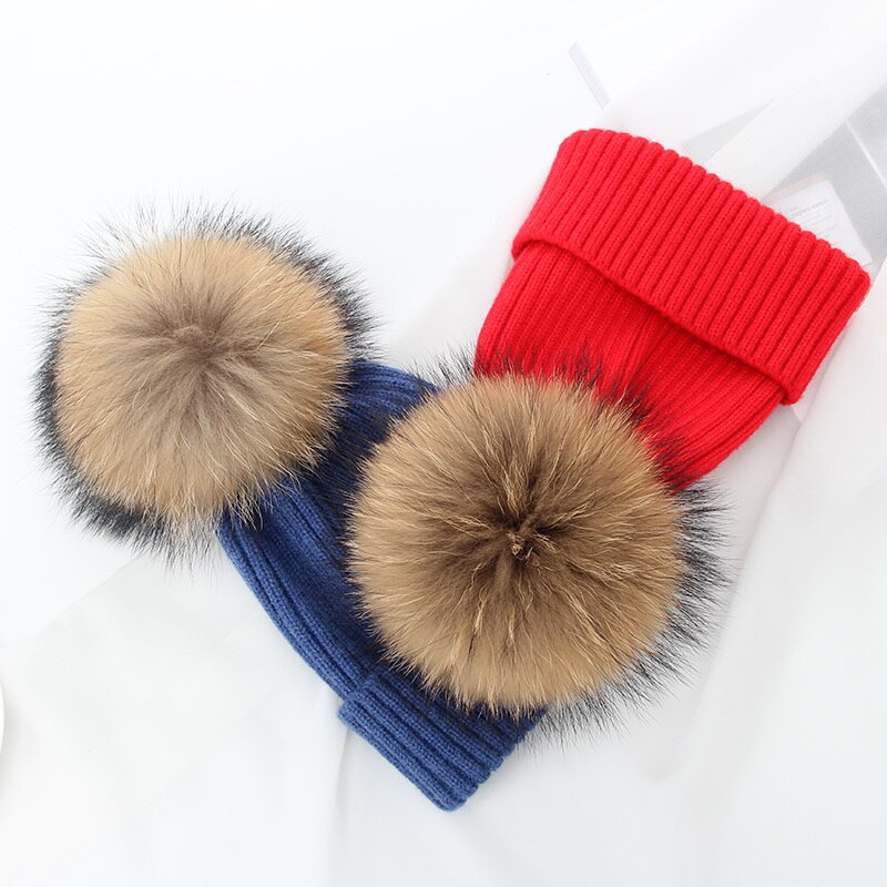 Vinter brand kvindelig pels pom poms hat vinter hat til kvinder piger hat strikkede beanies cap hat tyk kvinder uld skullies beanies
