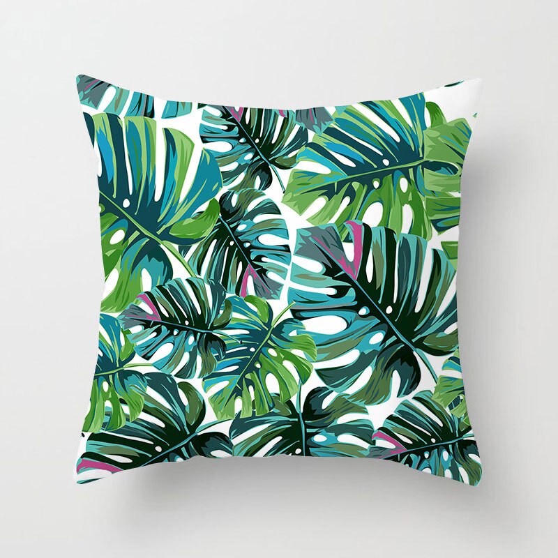 Kids Tropische Planten Palmblad Groene Bladeren Monstera Kussenhoezen Hibiscus Bloem Kussenhoes Decor Beige Linnen Kussensloop: 11