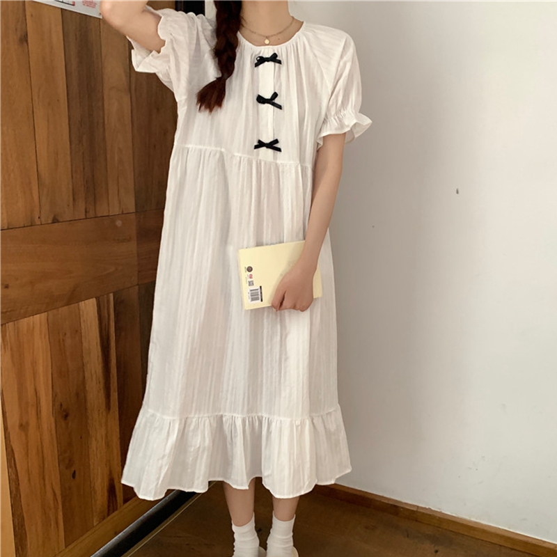 Wit Vintage Nachthemden Vrouwen Zoete Lolita Night Jurk Ruches Lingerie Neglige Nachtkleding Nachtkleding Lange Kamerjas: L