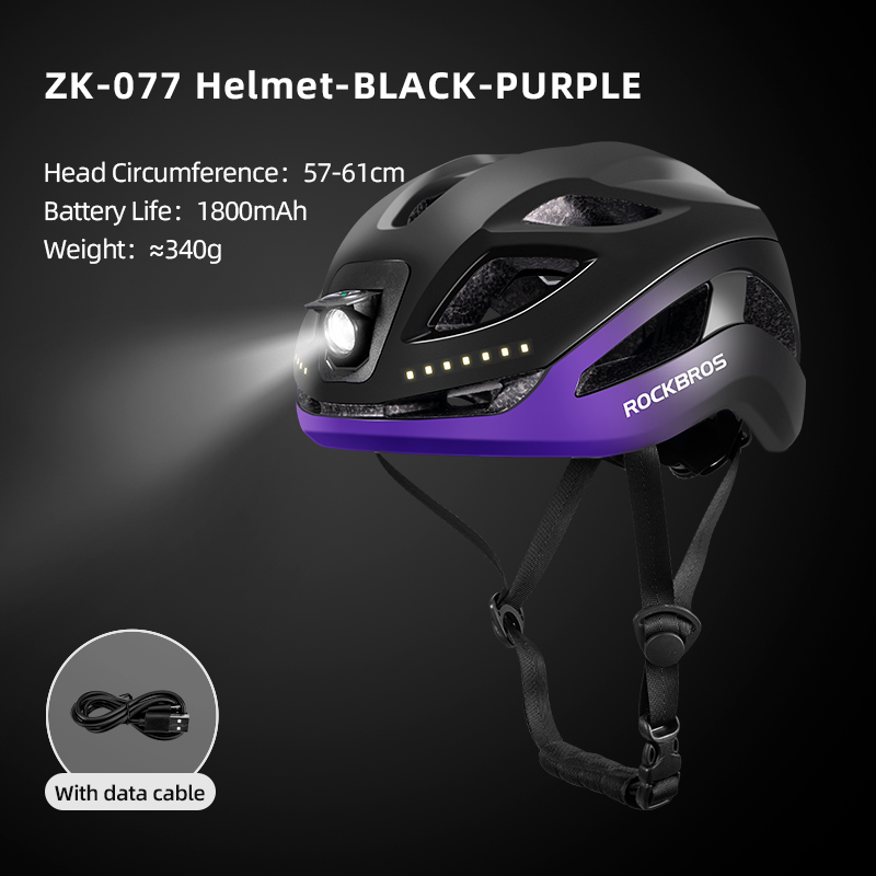 ROCKBROS Bicycle Light Helmet Type-C Charging Cycling Helmet Rechargeable Adjustable MTB Safely Mountain Road Scooter Helmet: Burgundy
