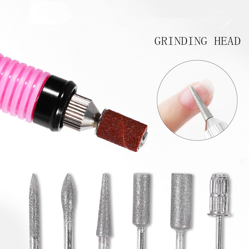 1 Juego de lima de uñas eléctrica giratoria de diamante, cortador de cutículas, brocas para uñas, papel de lija, pedicura, manicura, limpieza, lijadora, accesorios
