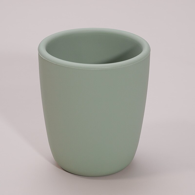 Taza de agua para bebé, vaso portátil de silicona para alimentación infantil, de grado alimenticio, Color sólido: 007 sage