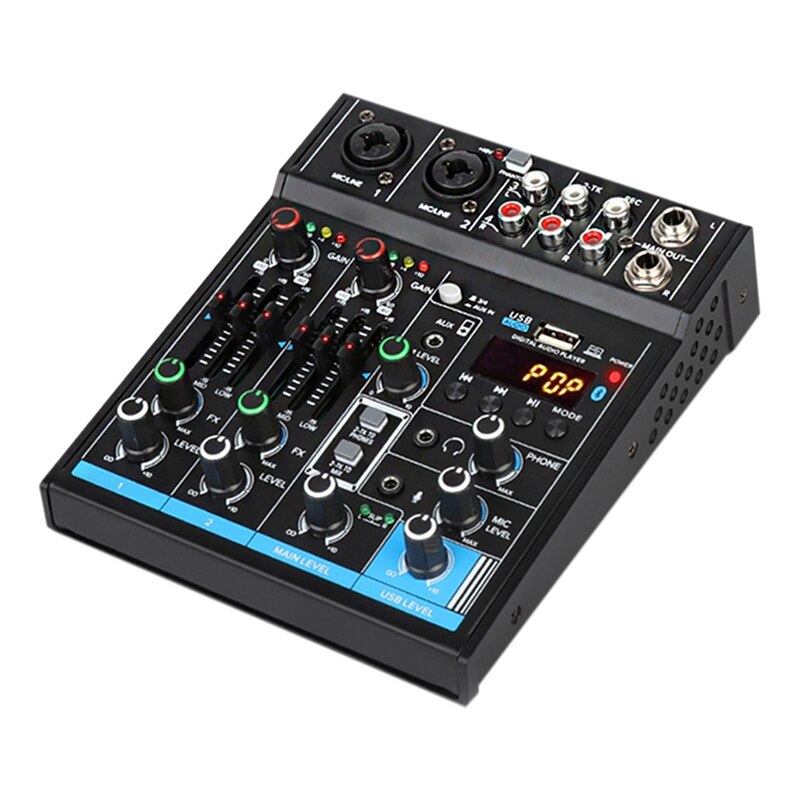 Sound Card Audio Mixer Sound Board Console Desk System Interface 4 Channel USB Bluetooth Stereo Mini Mixer (US Plug): Default Title