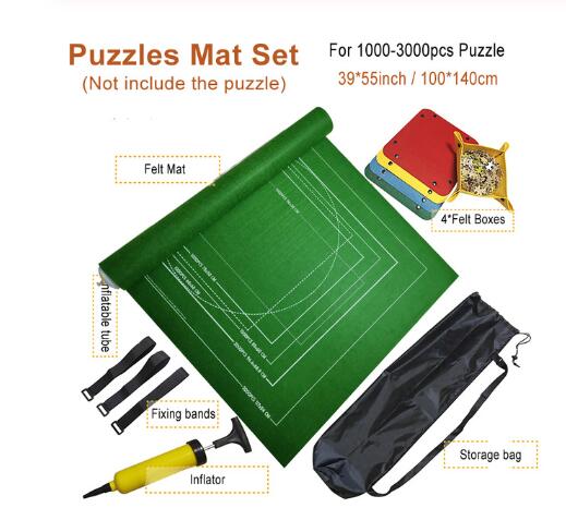 Puzzles Mat Jigsaw Roll Felt Mat Play Mat Large For Up To 3000 Pieces Puzzle Accessories Portable Travel Crawling Mat Baby Toys: 3000pcs set green