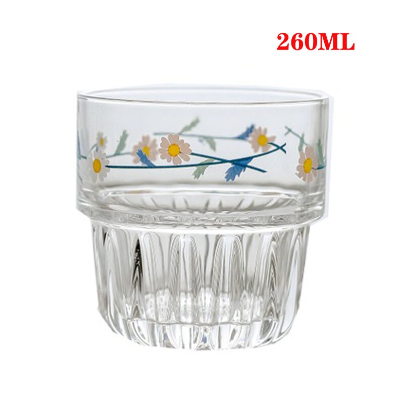 Glas kopper lille daisy vand tumbler ins japansk og koreansk juice cola mælk te krus sommer frisk iskaffe kopper: A -1 260ml