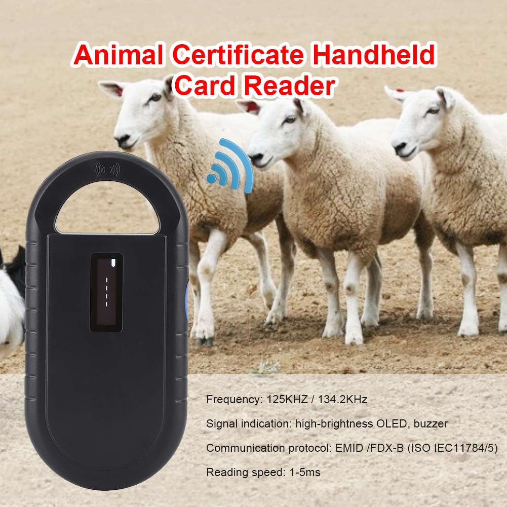 Animal Pet ID Chip Digital Scanner Pet Certificate USB RFID Dog Cat Handheld Identification Tag Card Reader Chip Transponder