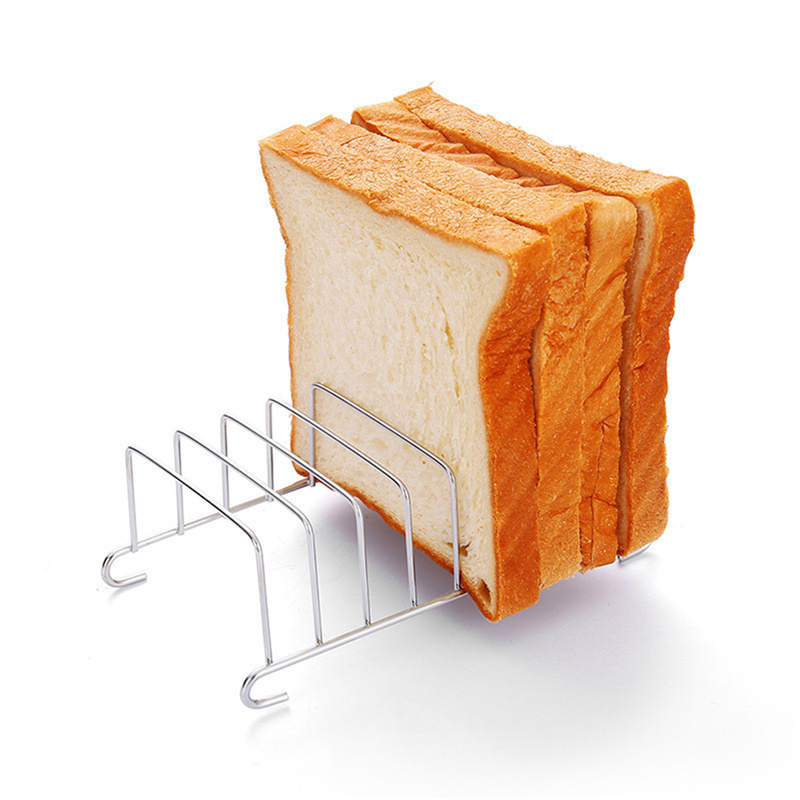 Roestvrijstalen Toast En Broodrek 8 Sleuven Rechthoek Food Display Tool Voor Lucht Friteuse Accessoires Restaurant Home Broodhouder