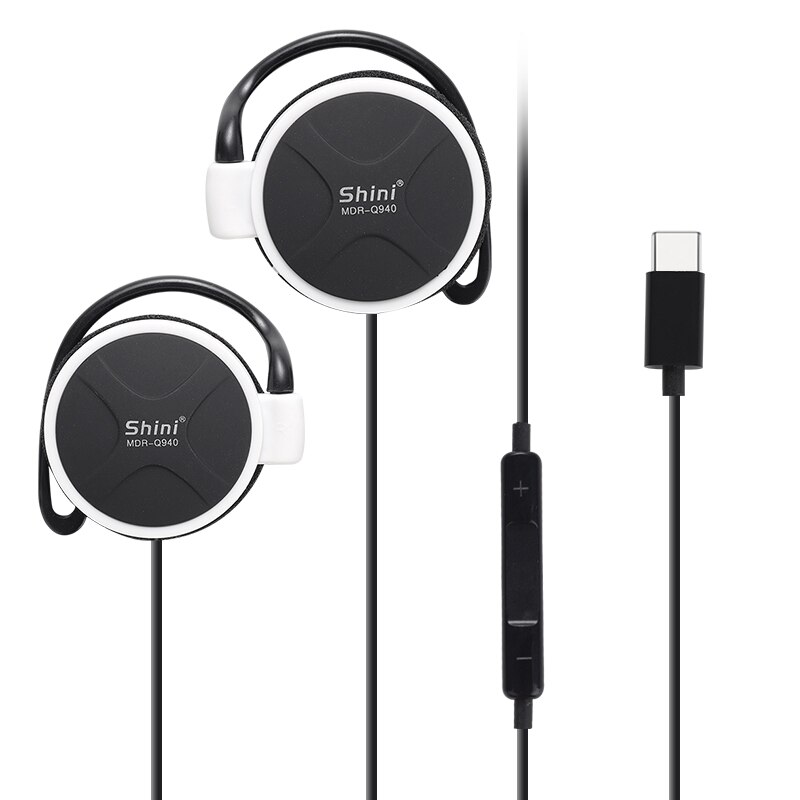 Shini-auriculares Q940 con conector tipo C, cascos deportivos de 3,5mm con gancho para la oreja para reproductor de música Mp3, ordenador y teléfono móvil,
