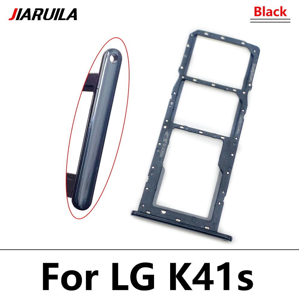 Original Micro Nano SIM Card Holder Tray chip slot drawer Holder Adapter Socket For LG K22 K42 K52 K41S K51 K61 K62: K41S Black
