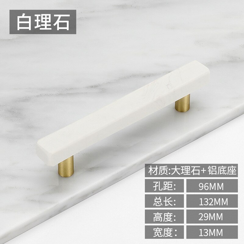 Marmer Deurgrepen En Knoppen Voor Meubels Zinklegering Kast Keuken Kast Dresser Schuifladegrepen Pulls Stone Rock Beige: Zilver
