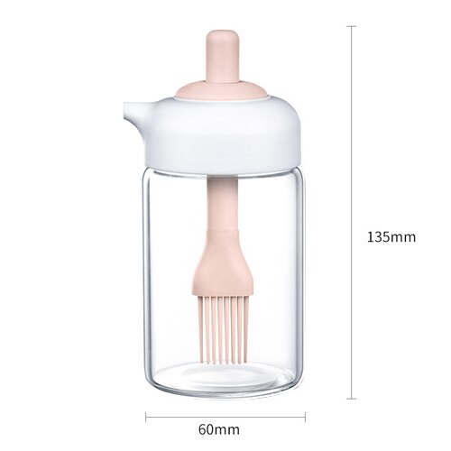 Creatieve Glazen Fles Olie Met Borstel Azijn Fles Saus Container Pot Kruidkruik Koken Olie Borstel Keuken Benodigdheden Accessorie: Pink