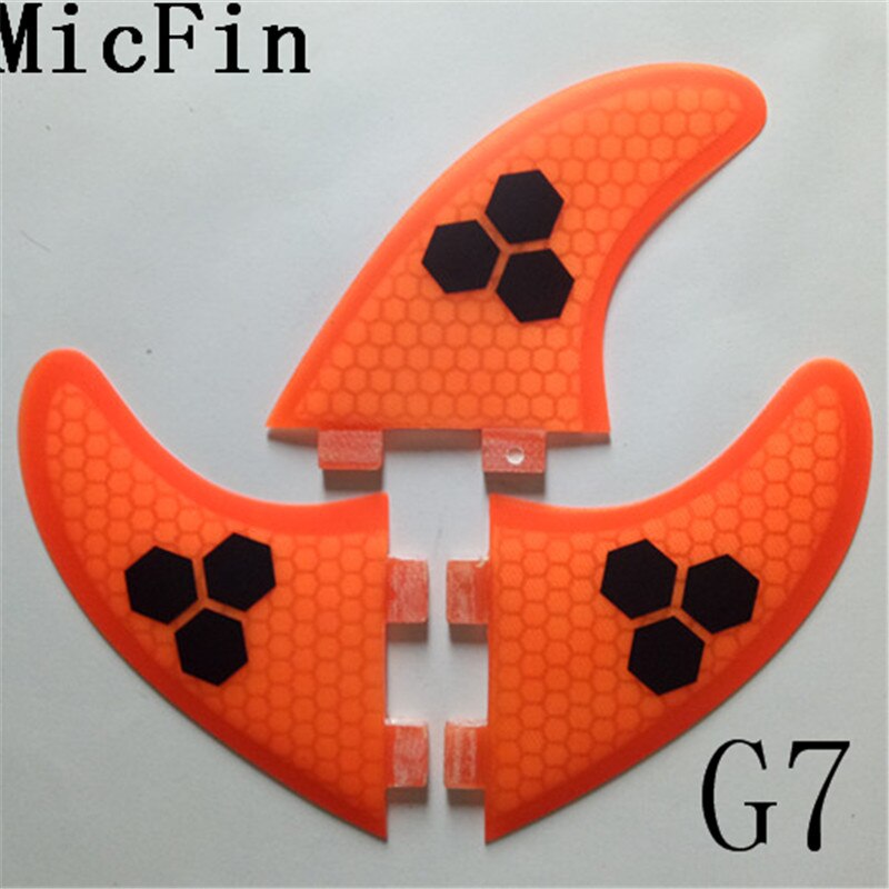 hotsales FCS G7 surf fins with fiberglass honeycomb for surfing size L 3pcs/set: Orange