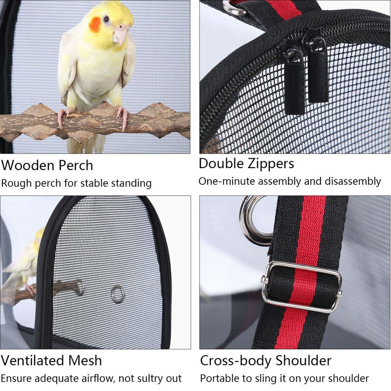 Cage de Transport d&#39;oiseaux en plein air, sac de voyage pour perroquet spatial en PVC respirant, sac à dos de sortie avec perchoir