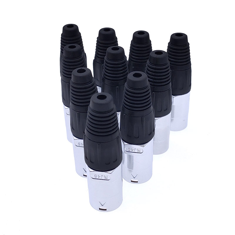 10 piece 8p8c RJ45 net work waterproof connector IP65 D socket panel ethernet connector