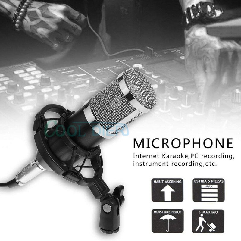 COOL DIER BM800 Condenser Microphone With Shock Mount Mikrofon Condenser Sound Recording MIC For Radio Braodcasting