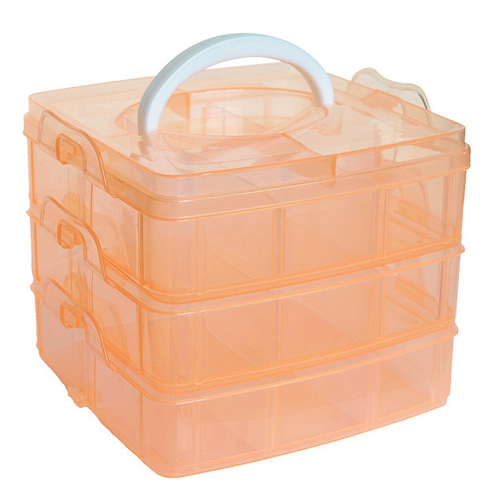 Clear Plastic Craft Kralen Sieraden Organizer Tool Box Case Drie-Layer Verwisselbare Plastic Opbergdoos Case # T1P