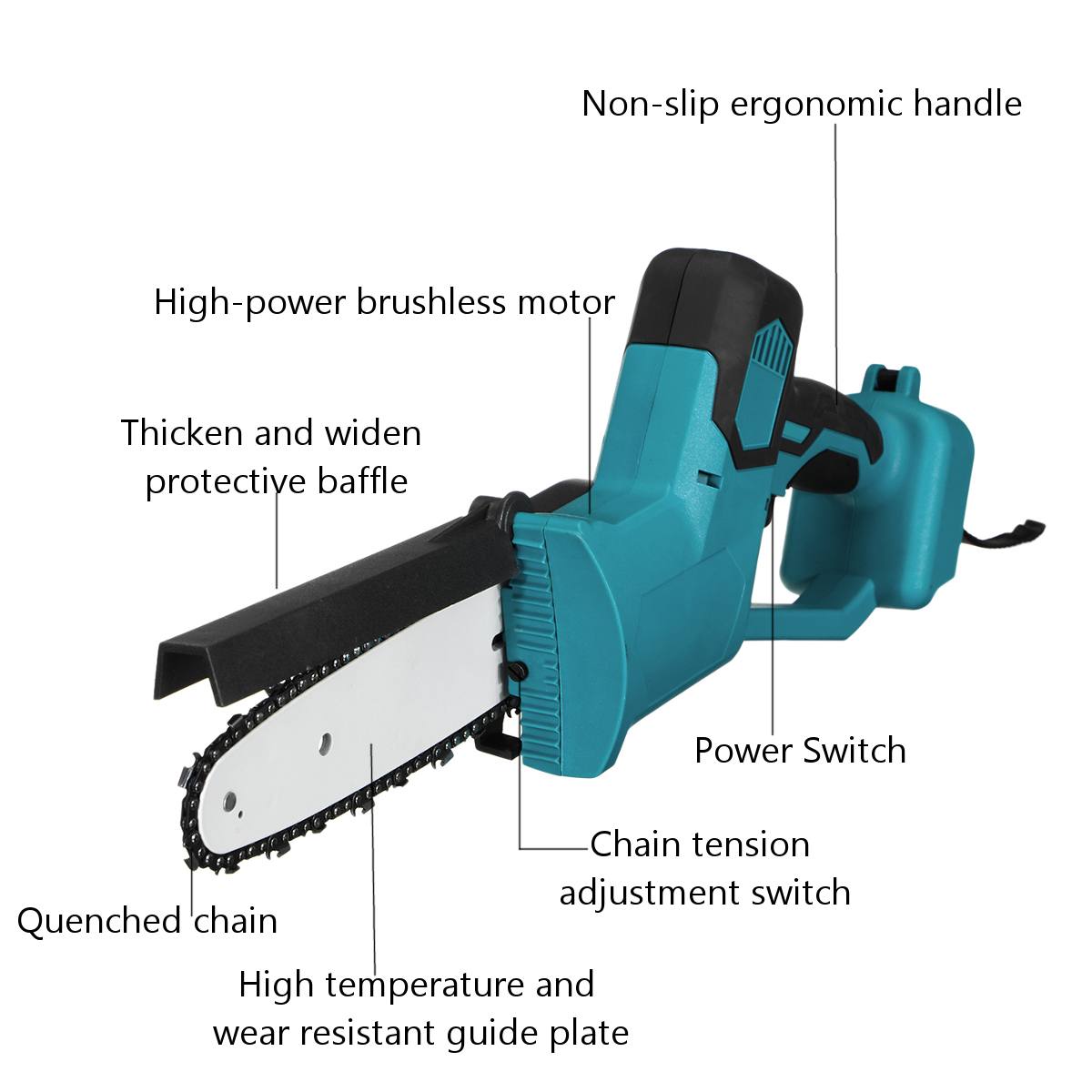 Accu-kettingzaag compatibel met Makita 18V, 12 inch 30 cm