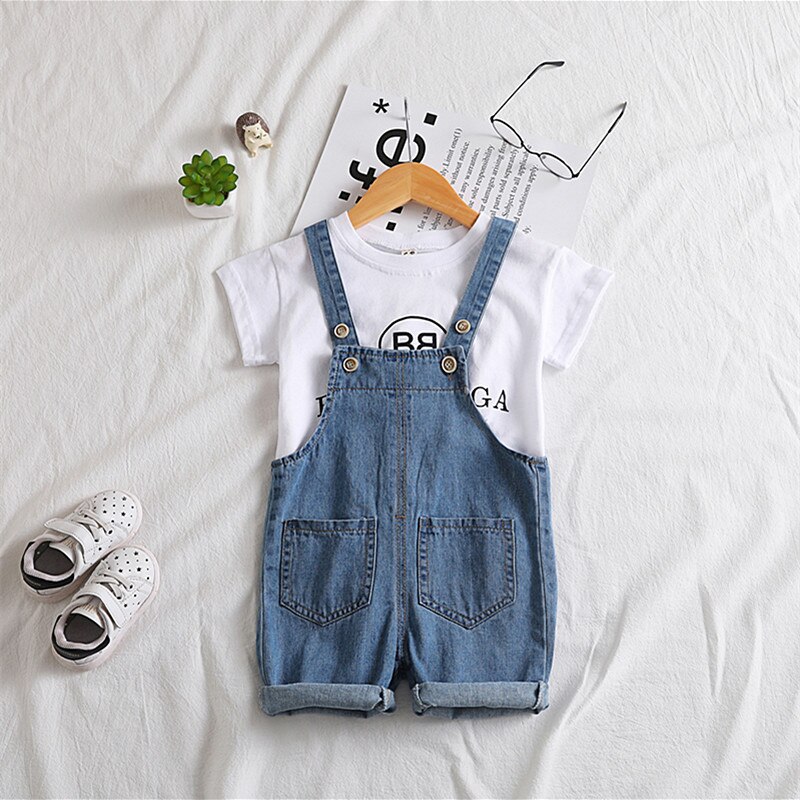 Girls Boys Jumpsuits Loose Solid Button Denim Overalls Baby Toddler Bib Overalls Kids Jeans Jumpsuit Boys Girls LZ124
