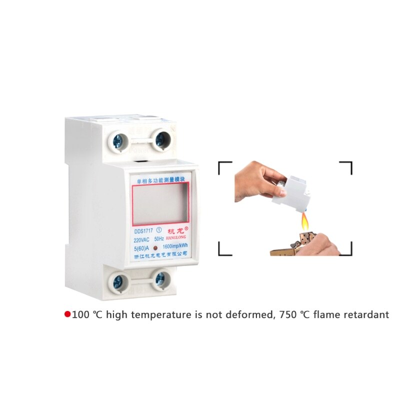 5(60)A 220V 50HZ Single Phase Din Rail KWH Watt Hour Din-rail Energy Meter LCD