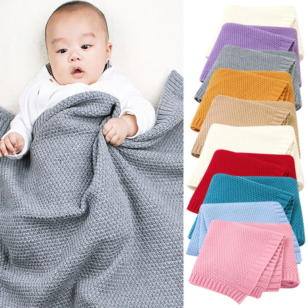 Baby tæppe strikket nyfødt swaddle wrap tæpper super blødt barn spædbarn sengetøj dyne til seng sofa kurv klapvogn tæpper