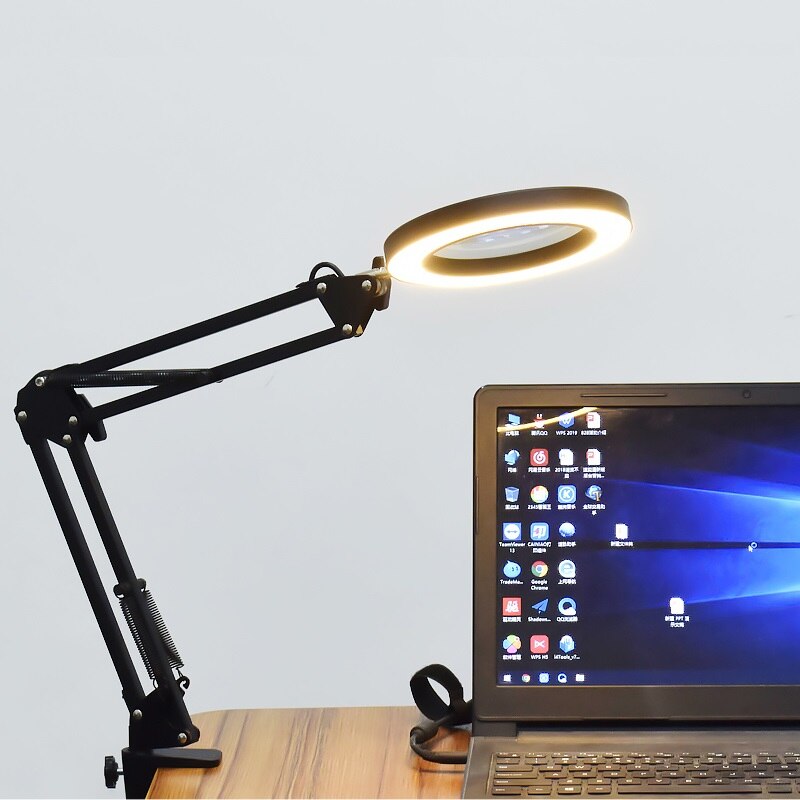 128 LED Flexible Desk Large 5X Magnifier Lamp 740mm USB LED Magnifying Glass Illuminated Loupe Reading/Rework/Soldering 3 Modes