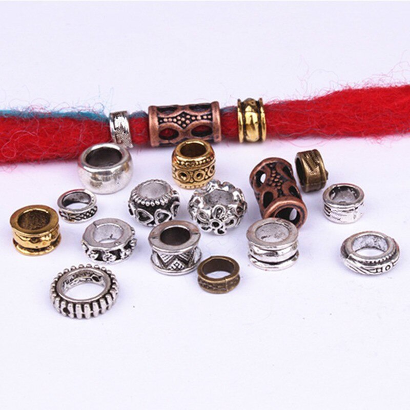 5 stk retro sølvfarvet guld farve hår flet ring tilbehør klips til kvinder piger dreadlocks perler cirkel styling værktøj hul 5-7mm