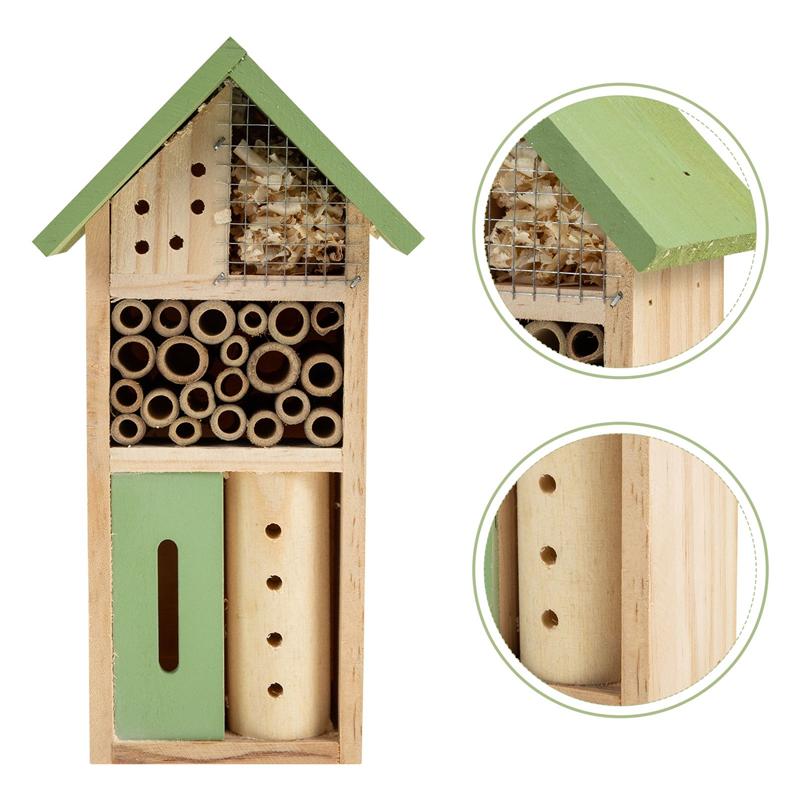 Wooden Insect House Outdoor Wood Insect Cabin Decorative Bee House Insect Nest
