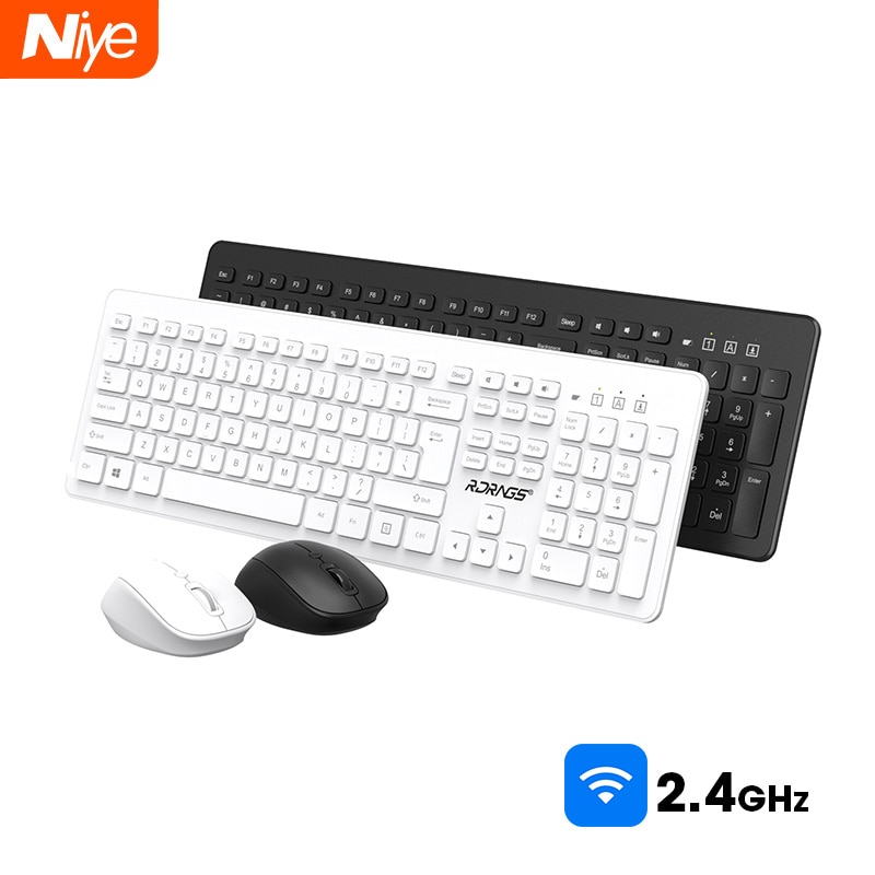 Ergonomisk trådløst tastatur mus sæt 2.4g kontor gaming usb fuld størrelse tastatur mus combo sæt til notebook bærbar stationær pc