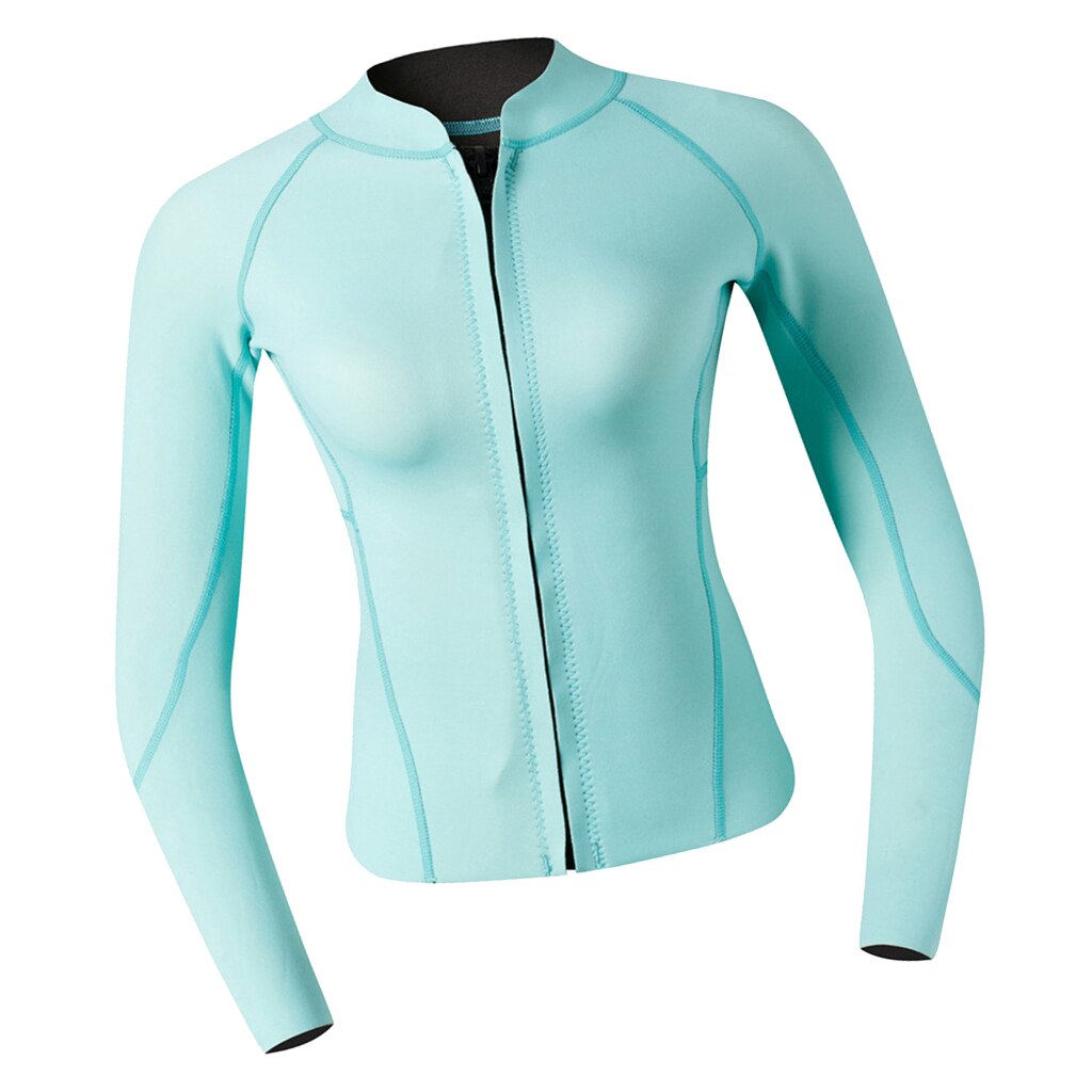 Premium 2mm Neoprene Women Wetsuit Front Zipper For Scuba Diving Swimming Top Cyan Wetsuits for Diving