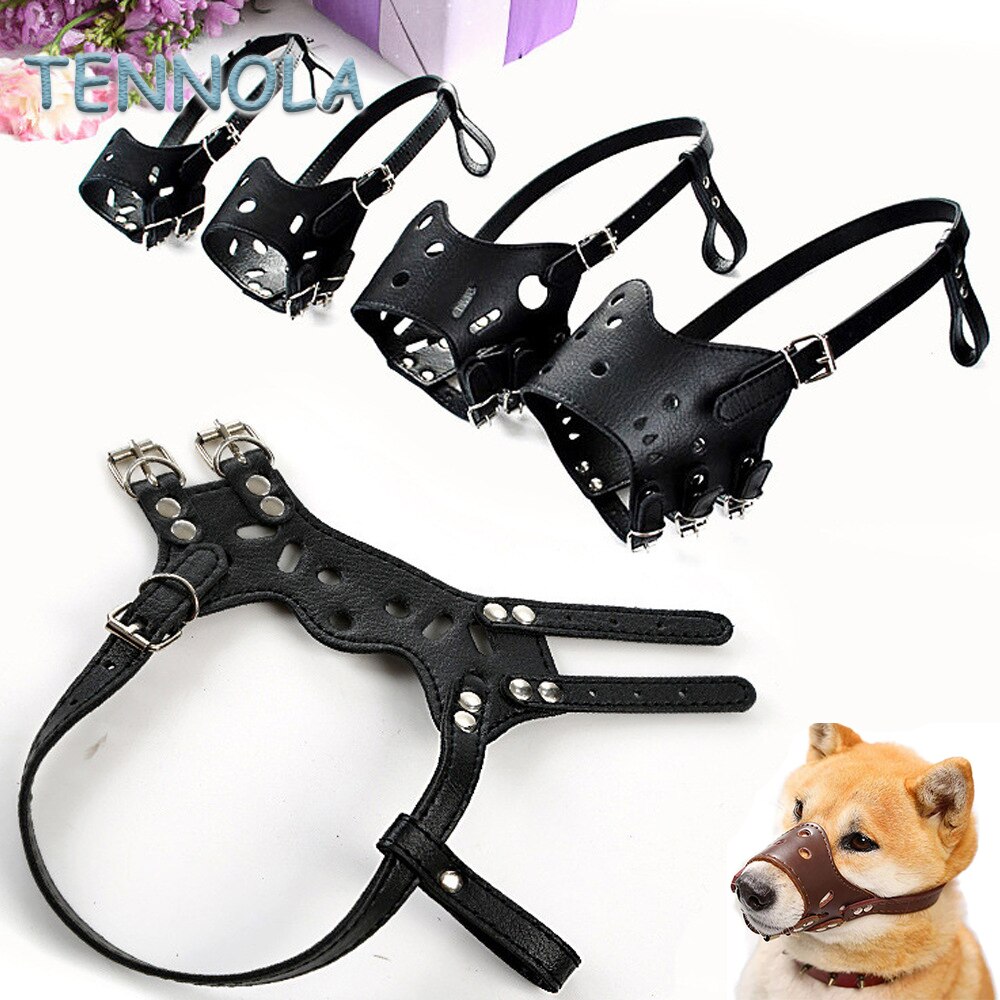 Máscara ajustable para perro, bozal de cuero suave para perros, antimordedura, seguro, transpirable, bozal para perros pequeños y grandes, para dejar de ladrar, accesorios para mascotas