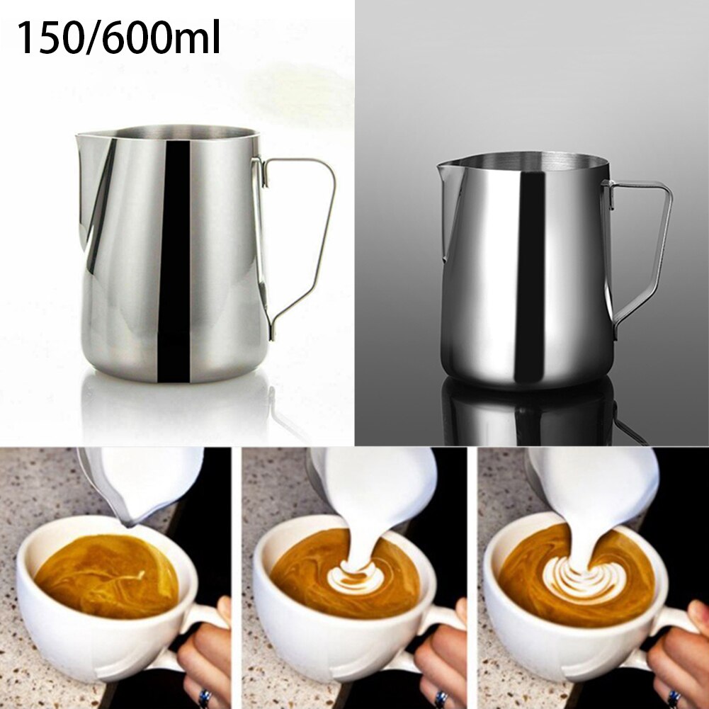 600ml 150ml Stainless Steel Milk Jug Frothing Frother Coffee Latte Pitcher Measure Cup Safe Dishwasher Milk Frothing Jug