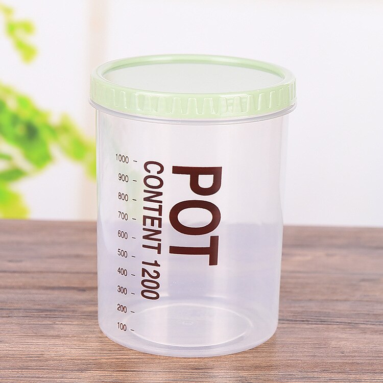 Plastic Grain Storage Tank Food Sealed Tank Kitchen Transparent Snack Storage Box Storage Tank: GREEN-L