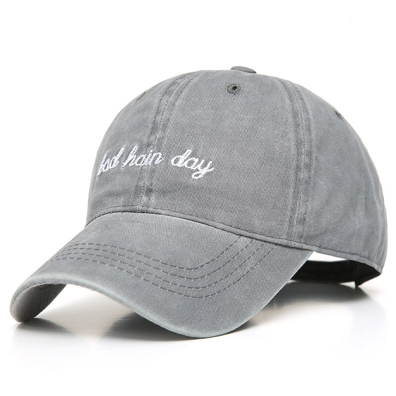 Gorra de béisbol vaquera para mujer, gorro de béisbol con bordado de letras de Bad Hard Day, lavado viejo, de verano, 2022: Grey
