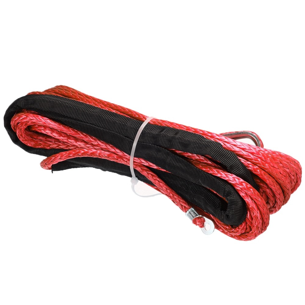 Arrivals 15m*6mm 7000lbs Red Winch Rope Synthetic Cable Line With Hook For ATV UTV Off-Road