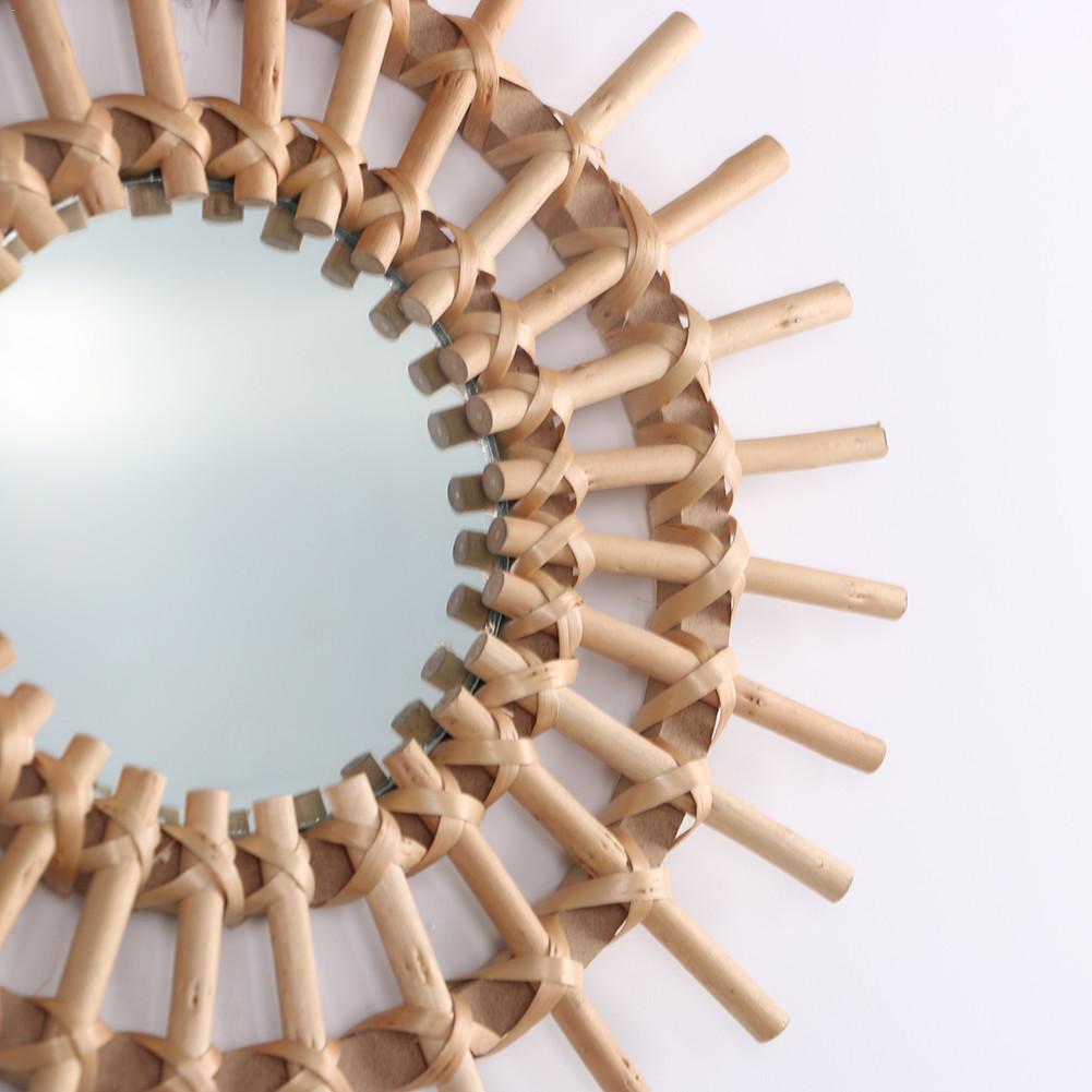 Hanging Wall Mirror with rattan dressing makeup Mirror Decor for Apartment Living Room Bedroom Baby Nursery