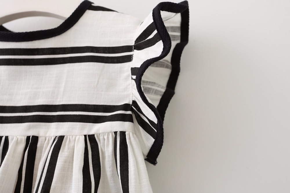 Girls Blouse Spring Summer Teenager ruffles Stripe Shirt School Uniforms Tops short sleeve Children Clothing cotton outfit