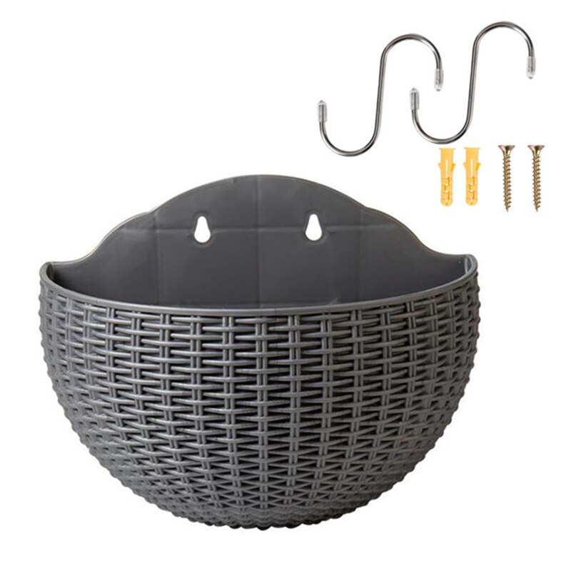 Europese Stijl Imitatie Rotan Muur Opknoping Half Ronde Bloempot Planter Halfronde Muur Bloempot Balkon Huishouden Outdoor: 4 S