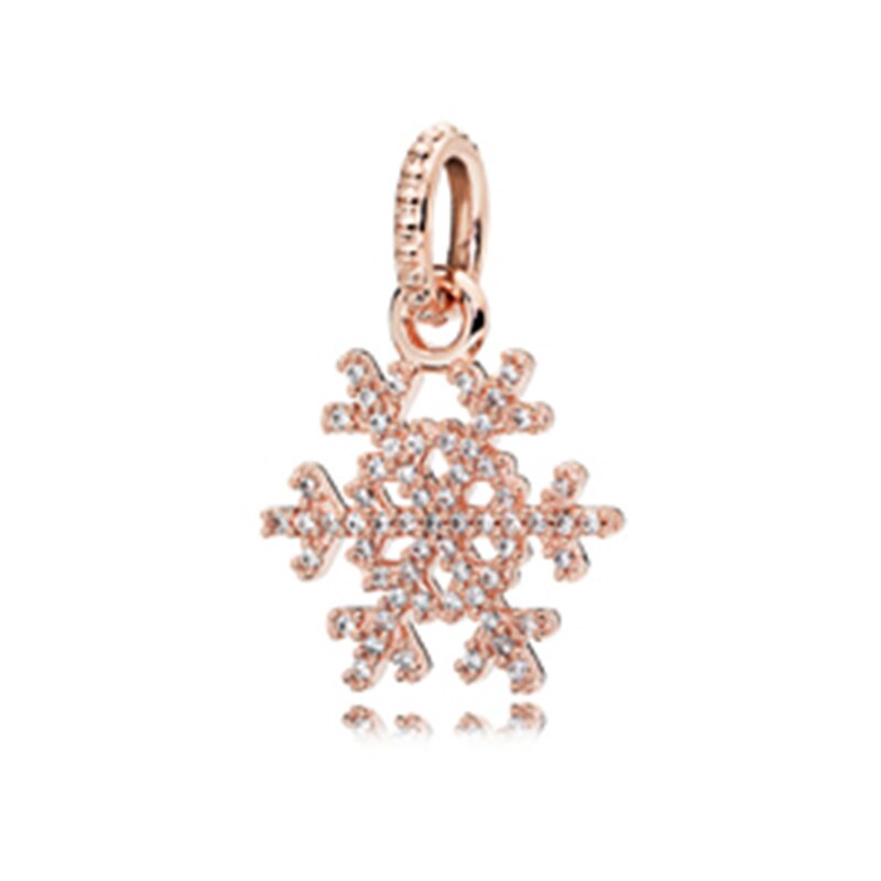 100% S925 Sterling Silver Crown Heart Shape Bow Rose Gold Pendant Series Original Jewelry: 390354RCZ