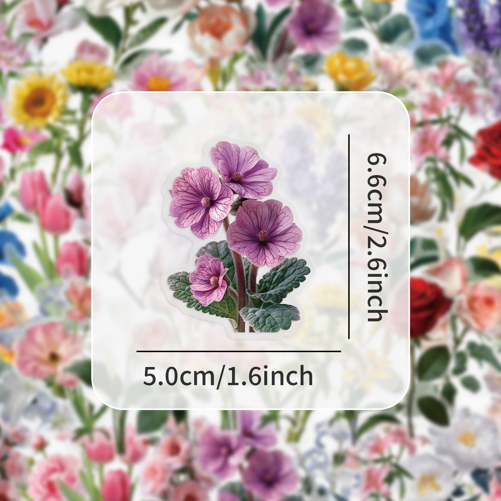 50 Uds. De pegatinas impermeables transparentes de flores para mascotas, decoración de plantas naturales, funda para teléfono móvil, pegatinas DIY