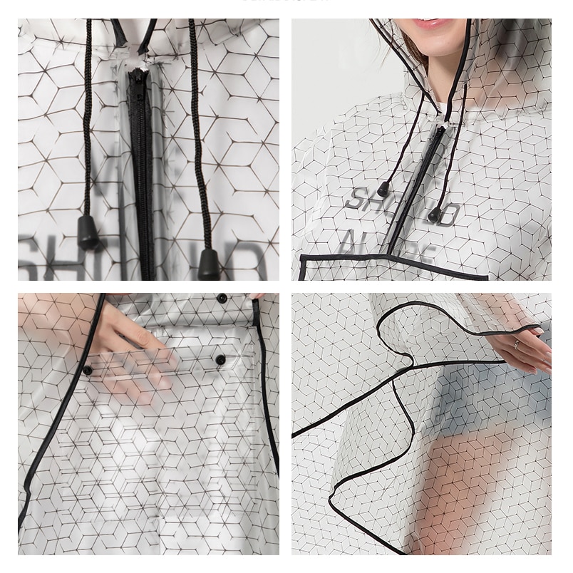 Poncho de lluvia de plástico EVA transparente para mujer, capa impermeable para senderismo y ciclismo, novedad de