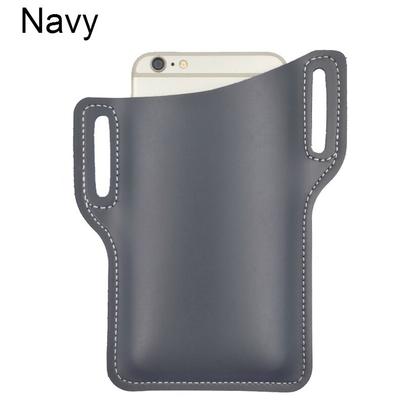 7 Kleuren Unisex Mobiel Leather Holster Belt Loop Case Riem Taille Telefoon Tas Mannen Vrouwen Cosplay Props Lederen Portemonnee Telefoon portemonnee: Navy