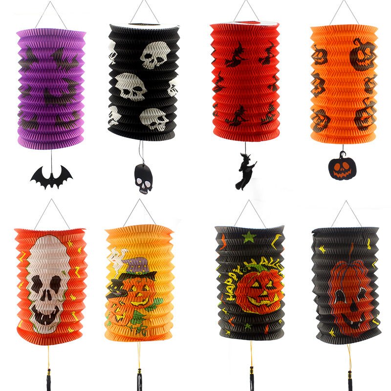 1PC Halloween Pumpkin Round Chinese Paper Lantern Party Decor Craft DIY Hanging Lantern Ball Party Scary Supplies U3
