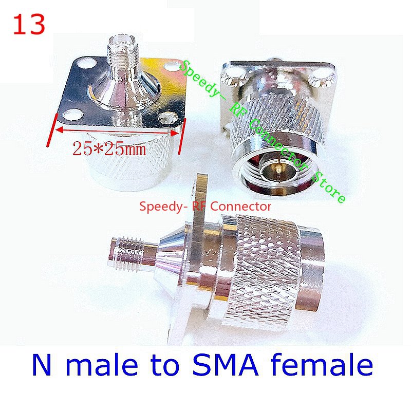 Conector recto de brida de 4 orificios L16 N a SMA macho hembra L16 tipo N a brida RPSMA mamparo con tuerca de junta tórica adaptador a prueba de agua: Verde