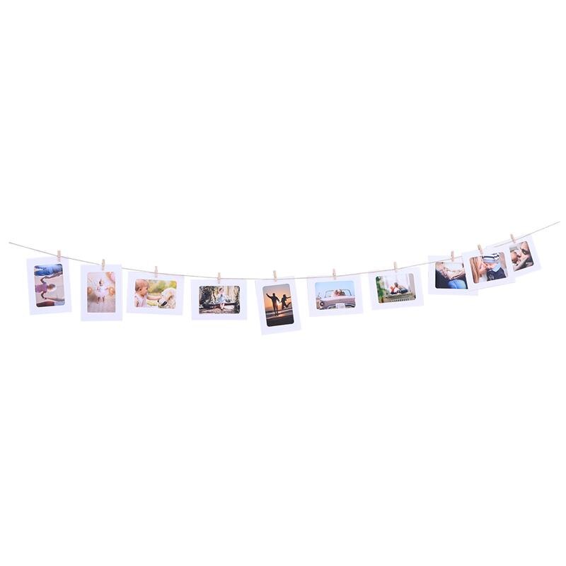 30 stuks 6 inch papieren fotolijst, retro kraft fotolijst hangende decoraties met touw en clips (kraft): 7 inch wit