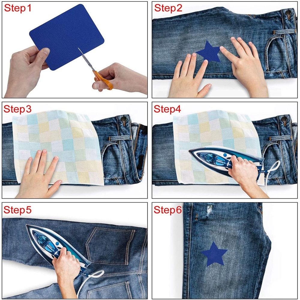 Parches autoadhesivos para pantalones vaqueros, parches para planchar, reparación de pantalones, apliques de rodilla, ropa, tela, pegatinas DIY, accesorios de costura