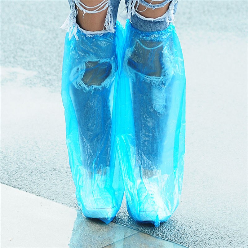 High Tube Disposable Rain Boots Waterproof Rain Shoe Cover Thick Plastic Men and Women Rain Boots Slip Drifting Rainy Days