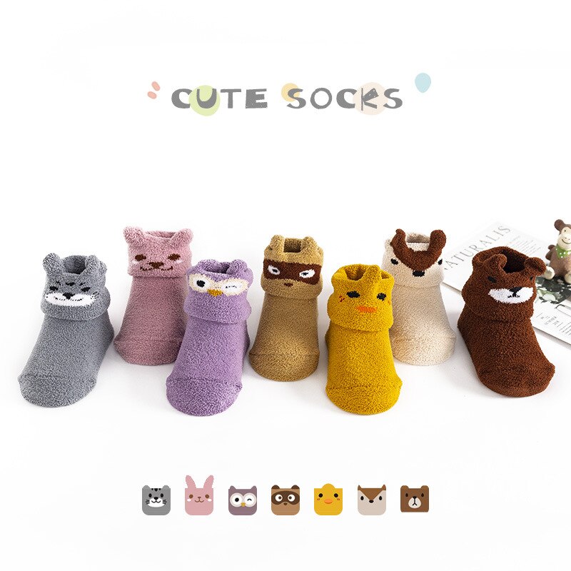 Autumn Winter Thick Soft Baby Girls Socks Coral Fleece Newborn Baby Socks Infant Baby Boy Socks Warm Slip-resistant Floor Socks
