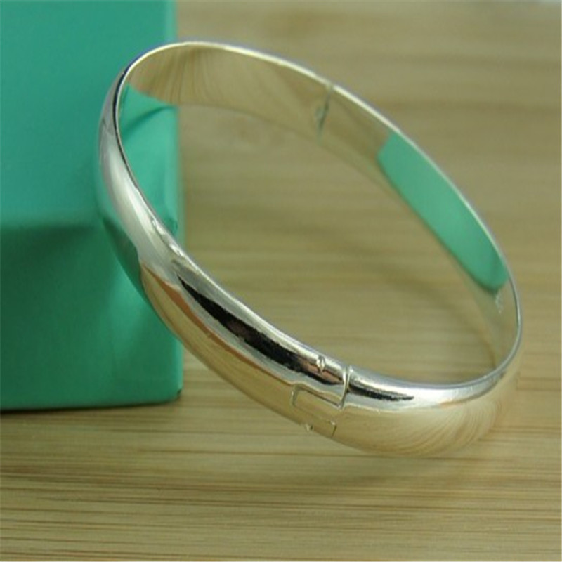 Bracciale color argento semplice lucido aperto braccialetto regalo gioielli moda