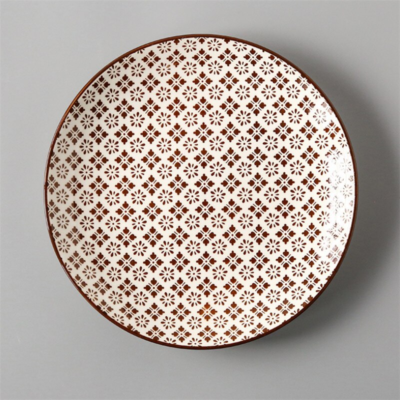 Japanese Style 8 Inch Ceramic Under Glazed Vegetable Dinner Plate Simple Dessert Plate Household Small Steak Dish Food Container: K